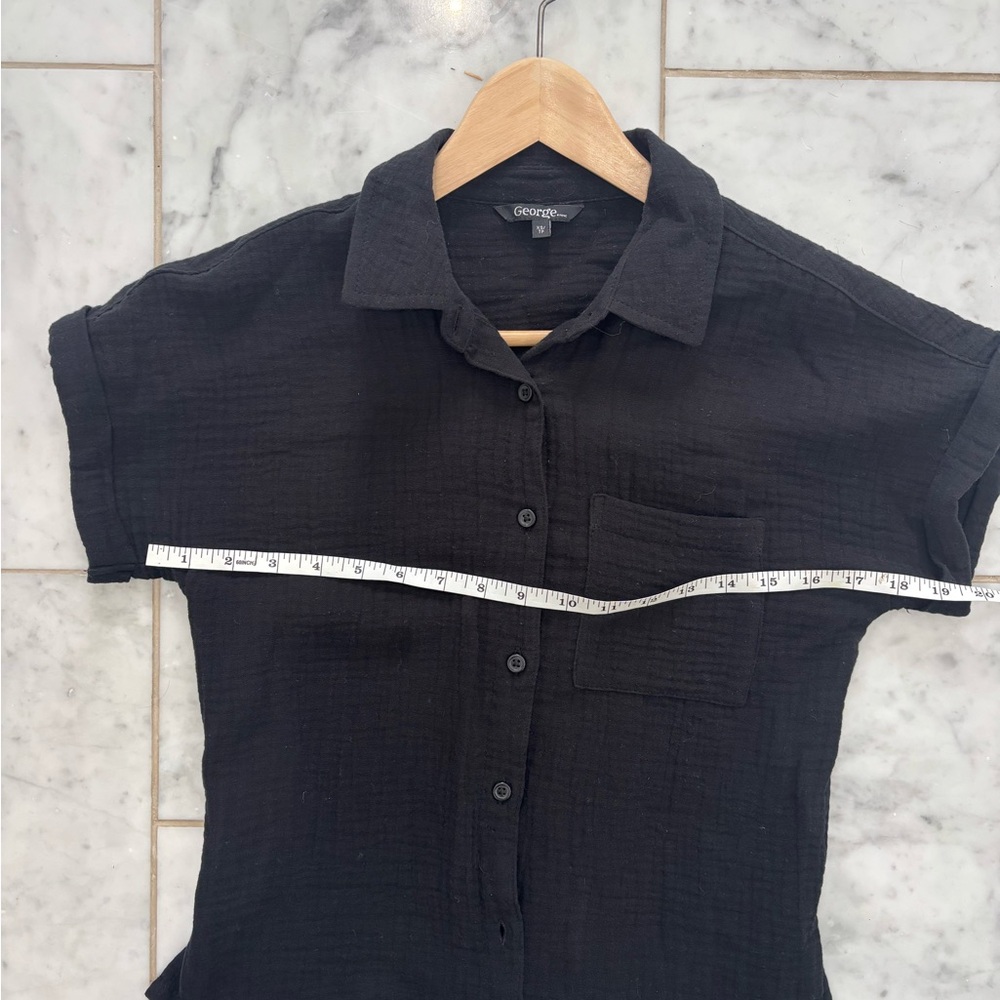 George black cotton gauze short sleeve button-up shirt | XS - Picture 3 of 6